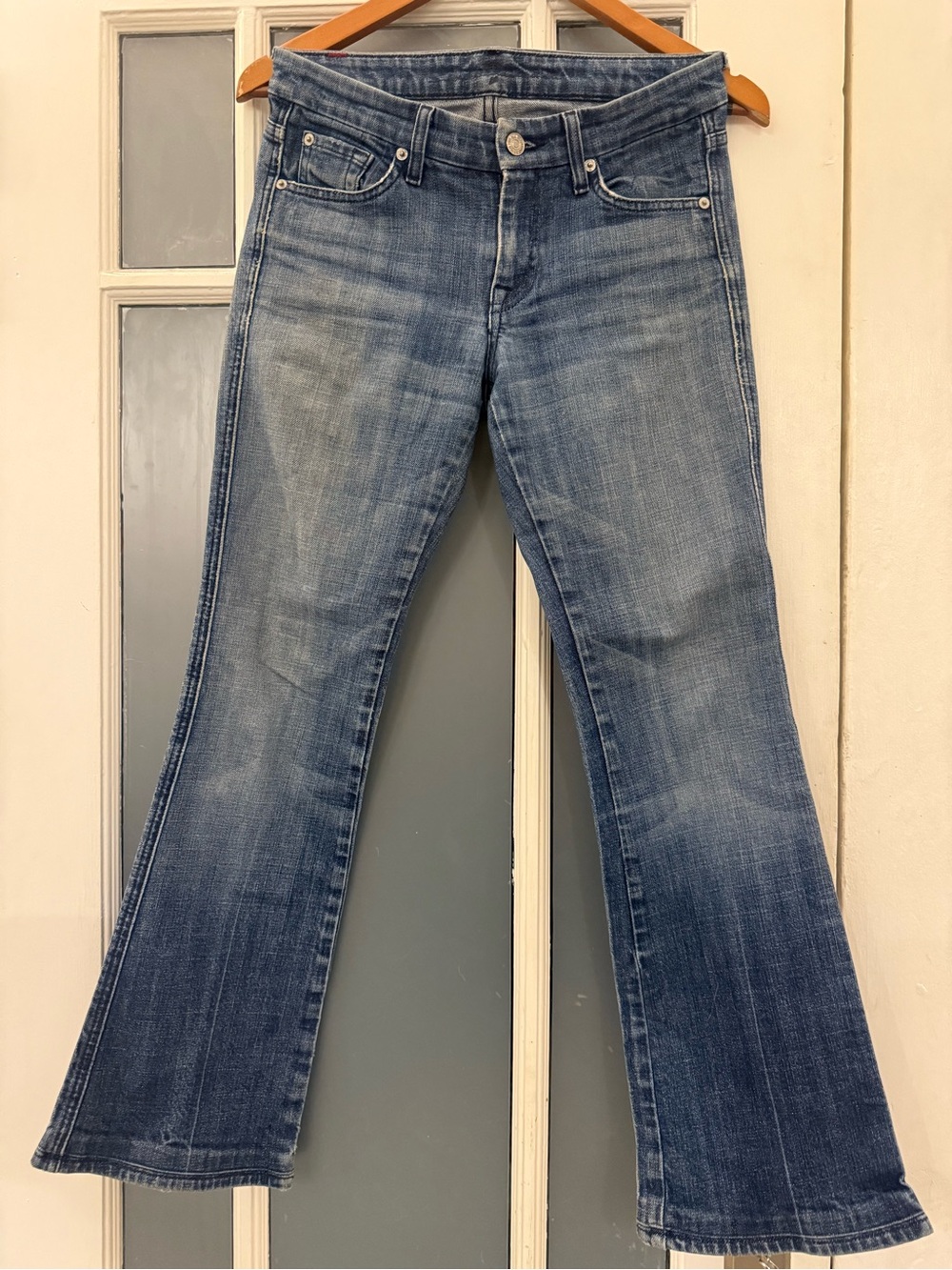 7 For All Mankind Medium Wash A Pocket U130mj055u-055u Boot Cut Jeans Size 27